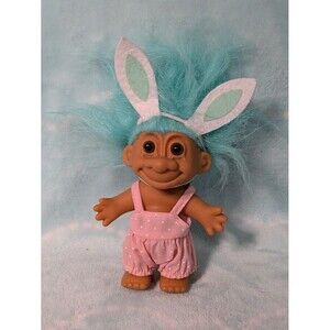 Vintage Russ Troll Doll – Bunny Ears – Pink Romper – Easter – Item #18415 – 1990
